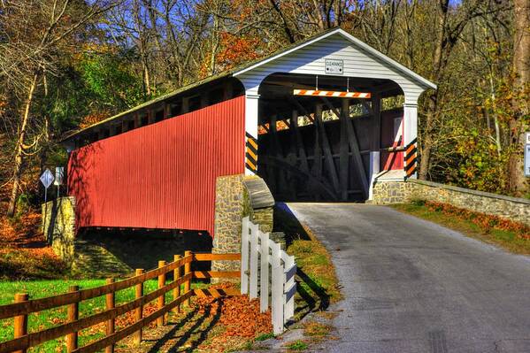 Mercer's Mill Covered Bridge Poster featuring the photograph Pennsylvania Country Roads - Mercers Mill Covered Bridge No. 2A - Chester - Lancaster Counties by Michael Mazaika