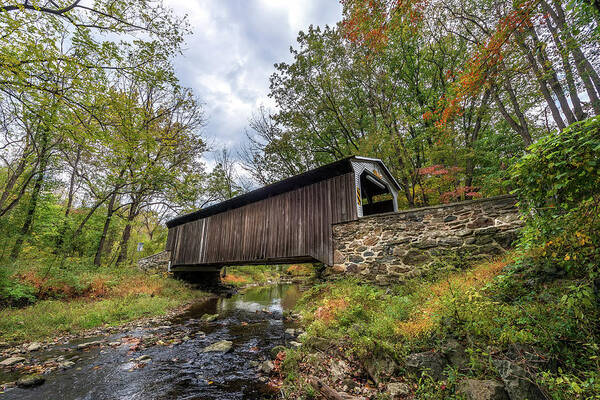 Bridge Poster featuring the photograph Pennsylvania Covered Bridge in Autumn by Patrick Wolf