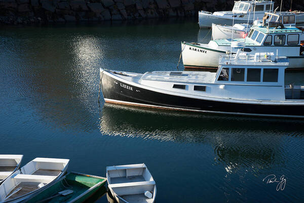 Perkins Cove Poster featuring the photograph Perkins Cove Lobster Boats One by Paul Gaj