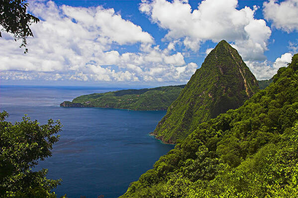 Pition Poster featuring the photograph Petite Piton from Gros Piton-St Lucia by Chester Williams