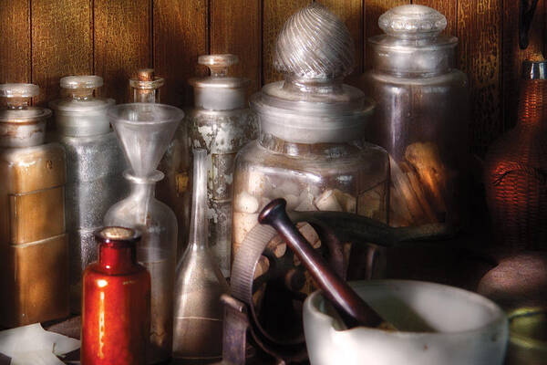 Savad Poster featuring the photograph Pharmacist - Tools of the Pharmacist by Mike Savad