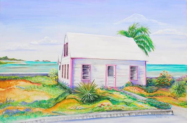 Seaside Cottage Poster featuring the painting Pink Cottage by Patricia Piffath