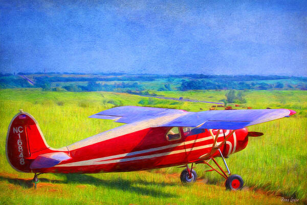 Piper Cub Poster featuring the photograph Piper Cub Airplane in Kansas Prairie by Anna Louise