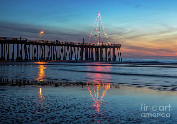 Seascape Poster featuring the photograph Pismo Pier Lights by Mimi Ditchie