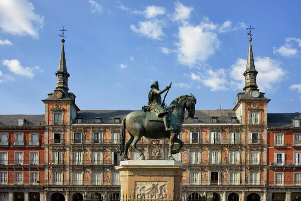 Madrid Poster featuring the photograph Plaza Mayor in City of Madrid in Spain by Artur Bogacki