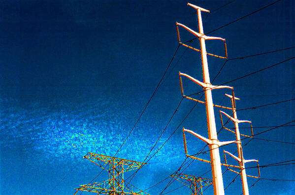 Sky Poster featuring the photograph Power Line Light Clouds 2 by Lyle Crump