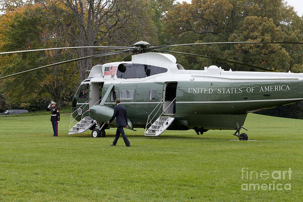 President Poster featuring the photograph President Obama Walking Toward Marine One by B Christopher