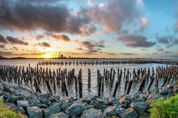 Evening Poster featuring the photograph Pylons Mill Sunset by Greg Nyquist