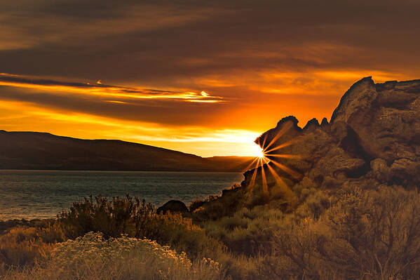 pyramid Lake Poster featuring the photograph Pyramid Lake at Sunrise by Janis Knight