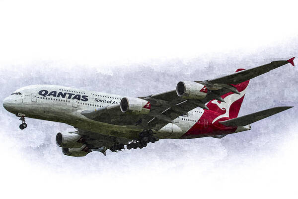 Qantas Poster featuring the photograph Qantas Airbus A380 Art by David Pyatt