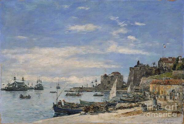Quay At Villefranche 1892 Eugne Louis Boudin (french Poster featuring the painting Quay at Villefranche by MotionAge Designs