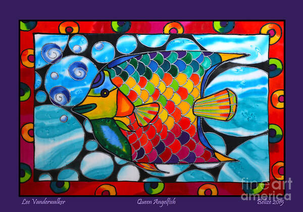 Angelfish Poster featuring the painting Queen Angelfish Belize by Lee Vanderwalker