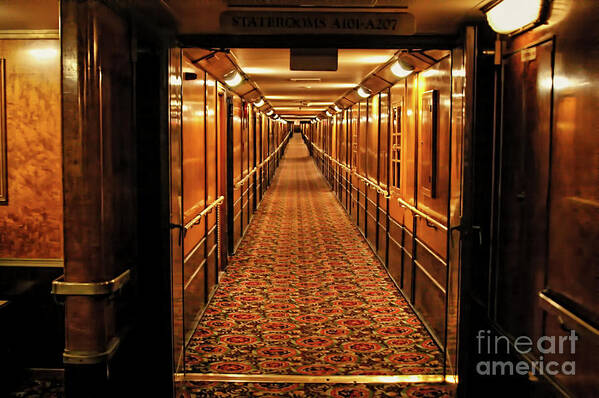 Queen Mary Poster featuring the photograph Queen Mary Hallway by Mariola Bitner