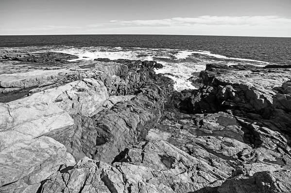 Rafe's Poster featuring the photograph Rafe's Chasm Gloucester MA North Shore Black and White by Toby McGuire