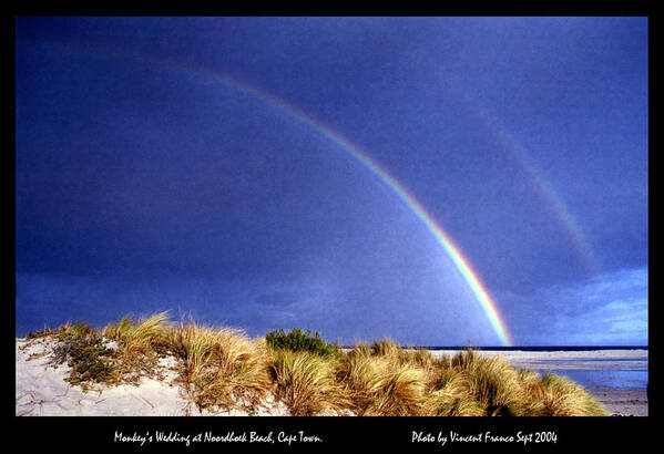 Rainbow Poster featuring the digital art Rainbow at Noordhoek by Vincent Franco