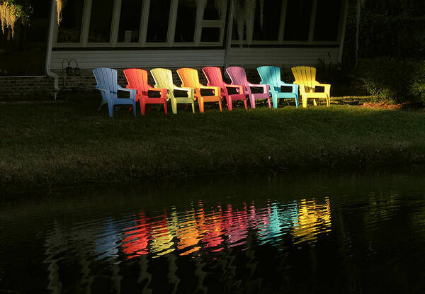 Lounge Poster featuring the photograph Rainbow Chairs by Peggy Urban