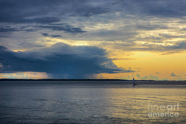 Maine Poster featuring the photograph Rainstorm Offshore by Diane Diederich
