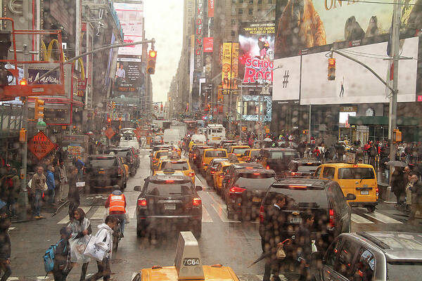 Nyc Poster featuring the photograph Rainy day in Manhattan by Emanuel Tanjala