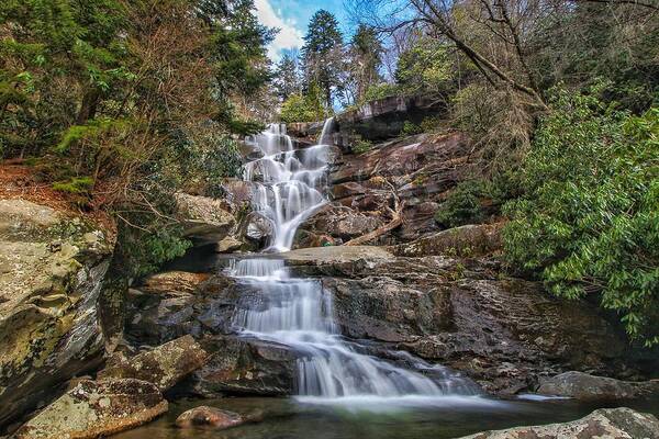 Ramsey Cascades Poster featuring the photograph Ramsey Cascades - Tennessee Waterfall by Chris Berrier
