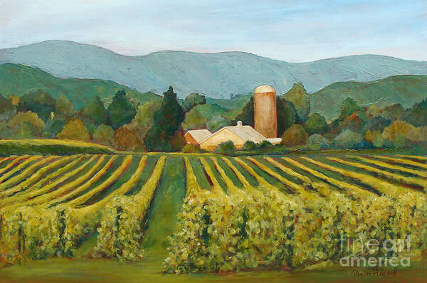 Landscape Poster featuring the painting Raspberry Rows by Phyllis Howard