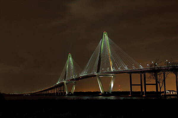 Mount Pleasant Poster featuring the photograph Ravenel Bridge Night by Kevin Craft