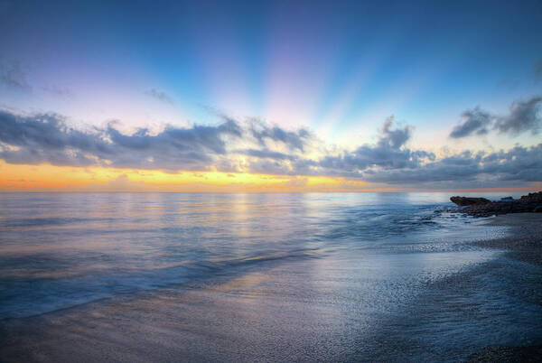 Clouds Poster featuring the photograph Rays Over the Reef by Debra and Dave Vanderlaan