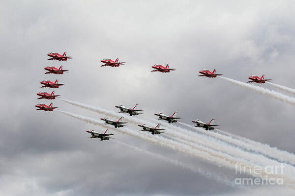 Red Arrows Poster featuring the digital art red Arrows with The Thunderbirds by Airpower Art