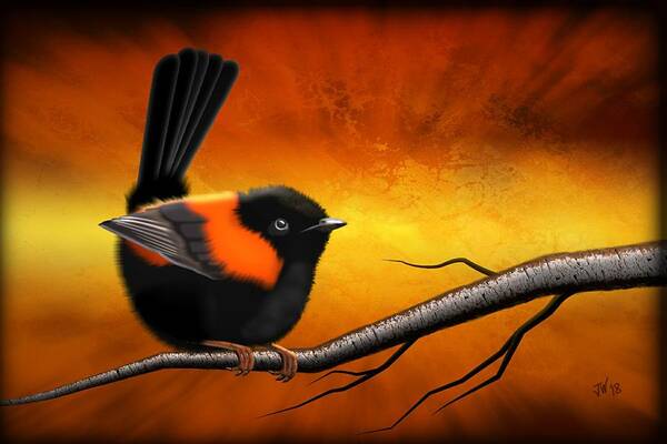 Small Birds Poster featuring the digital art Red Backed Fairy Wren Portrait by John Wills