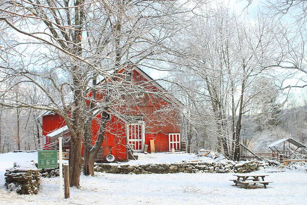 Farm Poster featuring the photograph Red Barn in Winter by John Burk