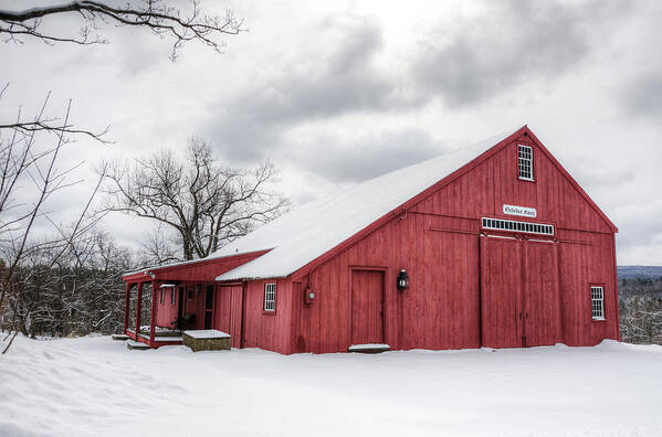 Landscape Poster featuring the digital art Red Barn on Wintry Day by Donna Doherty