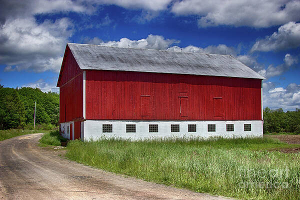Rural Poster featuring the photograph Red Barn by Tom Gari Gallery-Three-Photography