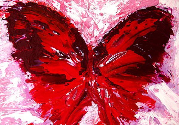 Red Poster featuring the painting Red Butterfly by Patricia Awapara