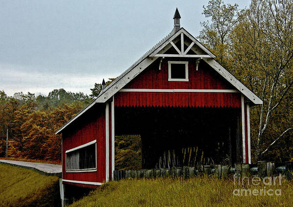 Covered Bridge Poster featuring the photograph Red Covered Bridge by Tom Griffithe