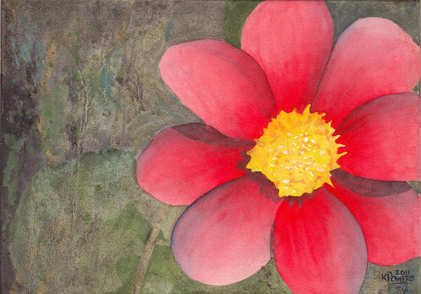 Watercolor Poster featuring the painting Red Flower by Ken Powers