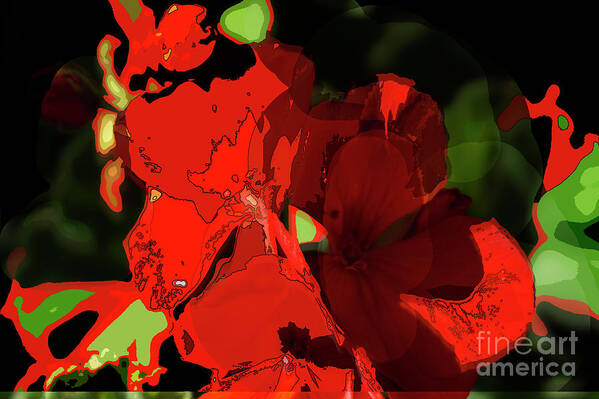 Flower Poster featuring the digital art Red flowerpower by Deb Nakano