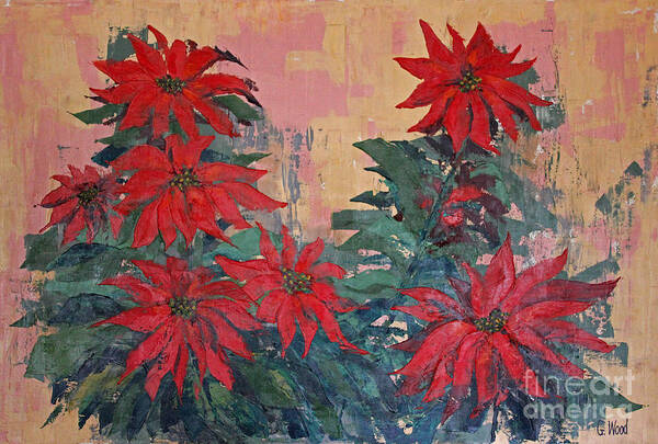 Advent Poster featuring the painting Red Poinsettias by George Wood by Karen Adams