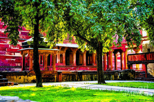 India Temples Architecture Exteriors Poster featuring the photograph Red Temple by Rick Bragan