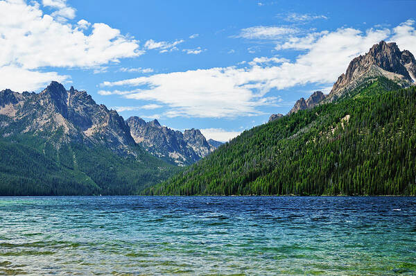 Sawtooth Mountains Poster featuring the photograph Redfish Lake by Greg Norrell