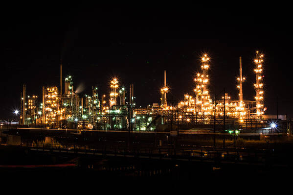 Refinery Poster featuring the photograph Refinery At Night 3 by Stephen Holst