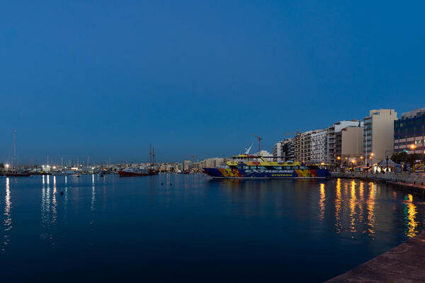 Georgia Mizuleva Poster featuring the photograph Reflecting on Malta - Sliema Blue Morning by Georgia Mizuleva