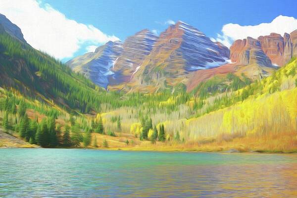 Colorado Poster featuring the photograph The Maroon Bells Reimagined 1 by Eric Glaser