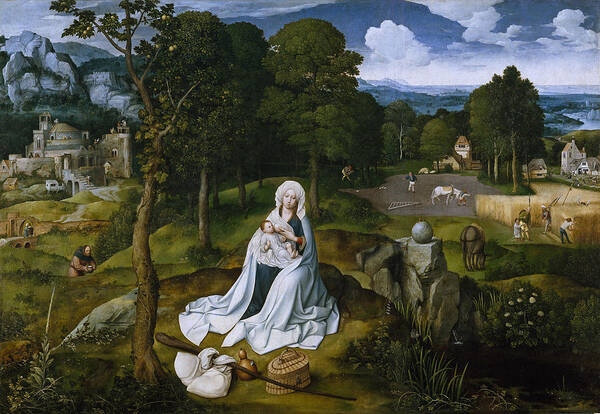 Joachim Patinir Poster featuring the painting Rest during the Flight to Egypt by Joachim Patinir