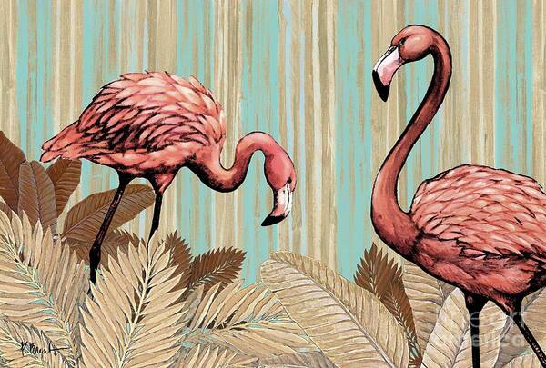 Flamingo Poster featuring the painting Retro Flamingo by Paul Brent