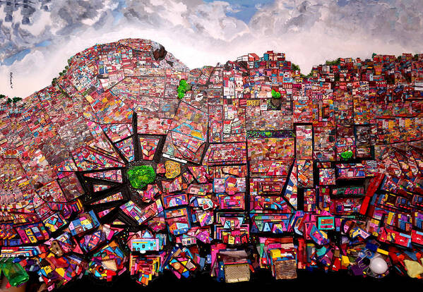 Urban Landscape Poster featuring the painting Rio Favelas by Robert Handler