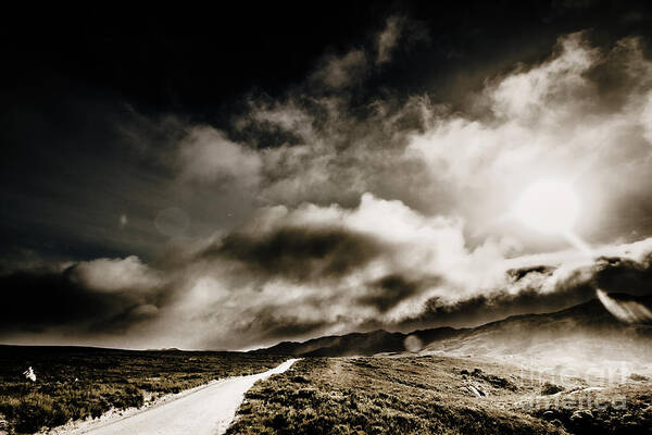 Dark Poster featuring the photograph Road storm by Jorgo Photography