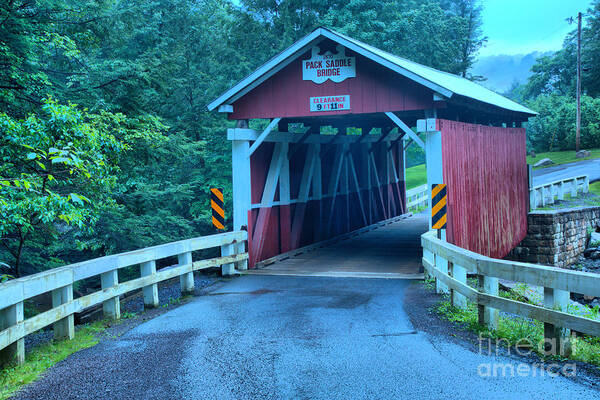 Packsaddle Covered Bridge Poster featuring the photograph Road To The Packsaddle Covered Bridge by Adam Jewell