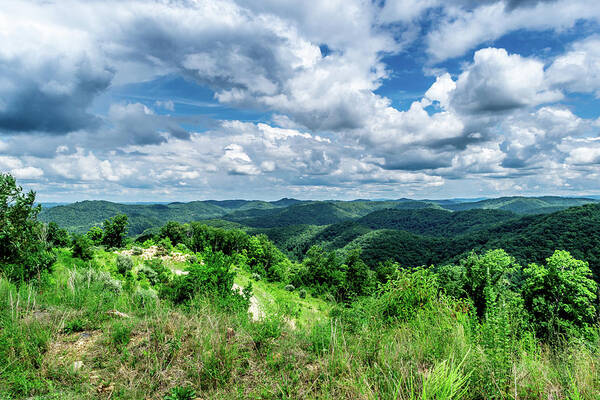Eastern Ky Poster featuring the photograph Rolling hills and Puffy Clouds by Lester Plank