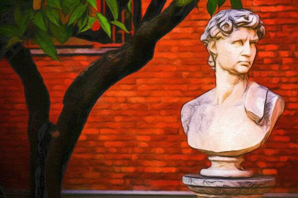Pastel Poster featuring the digital art Roman bust, Loyola University Chicago by Vincent Monozlay