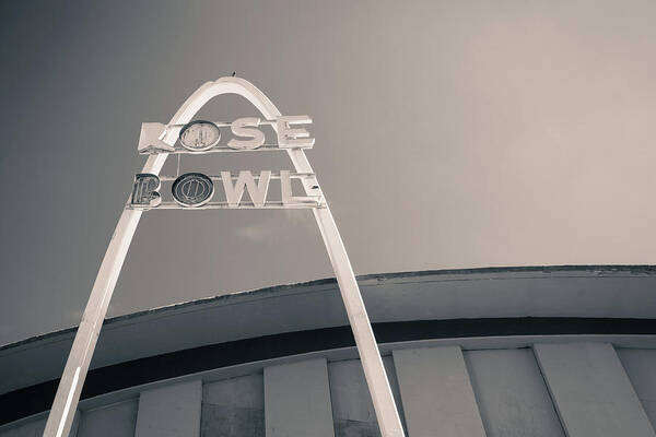 Tulsa Route 66 Poster featuring the photograph Rose Bowl Tulsa Route 66 - Monochrome by Gregory Ballos