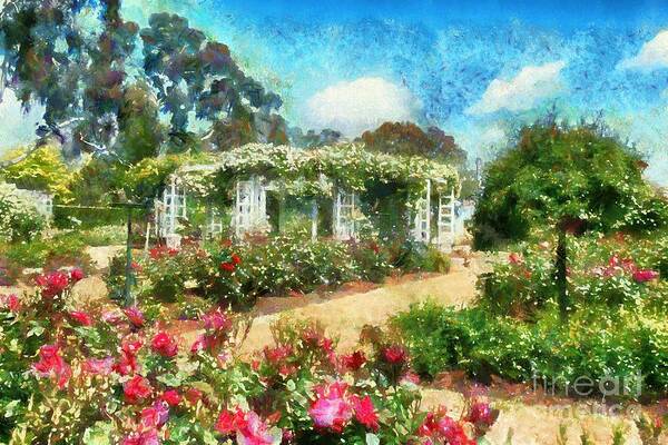 Rose Garden Poster featuring the digital art Rose Garden by Fran Woods
